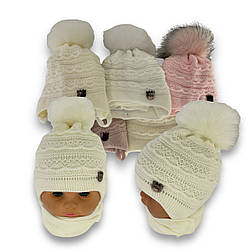 ОПТ Комплект для дівчинки шапка на зав'язках і шарф, р. 38-40 (5 шт./набір)