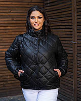 Демисезонная женская короткая стеганая куртка больших размеров (р.50-56). Арт-2532/17