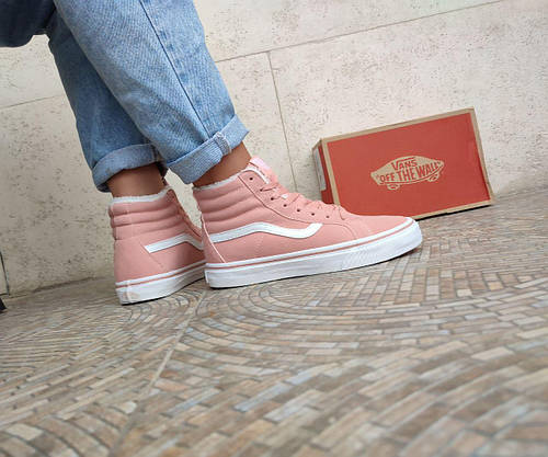 VANS Old Skool Кеди ВИСОКІ Рожеві унісекс Ванс зимові, фото 3