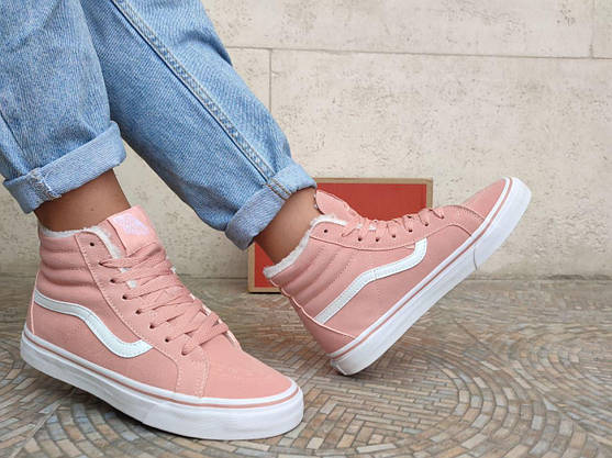 VANS Old Skool Кеди ВИСОКІ Рожеві унісекс Ванс зимові, фото 4