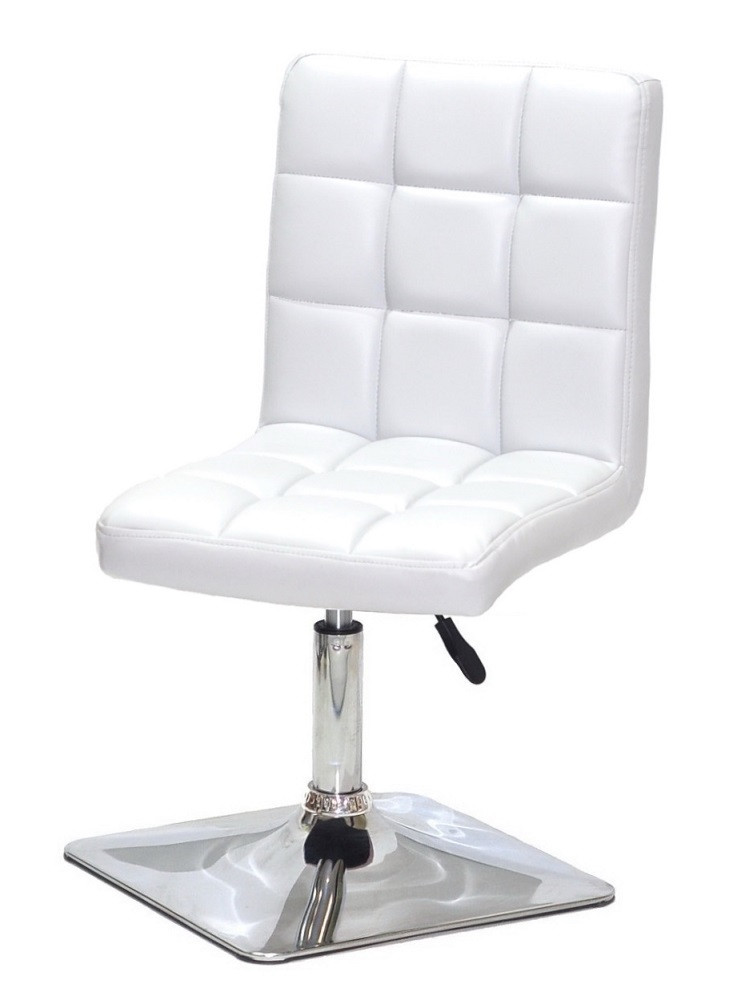 Стілець Augusto 4-CH-Base білий шкірозамінник, на квадратній хромованій опорі з регулюванням висоти, фото 1
