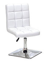 Стілець Augusto 4-CH-Base білий шкірозамінник, на квадратній хромованій опорі з регулюванням висоти, фото 2