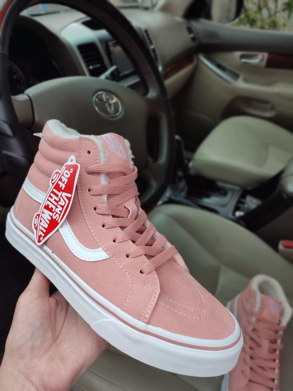 Зимові кеди VANS Old Skool Кросівки ВИСОКІ Рожеві унісекс Ванс