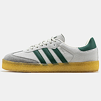 Кроссовки женские и мужские Adidas Samba grey green / кеды Адидас Самба серые с зеленым