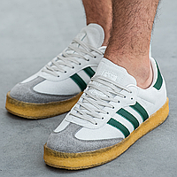 Кроссовки мужские и женские Adidas Samba grey green / кеды Адидас Самба серые с зеленым