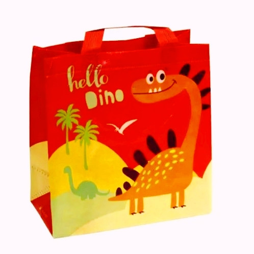 Сумка дитяча тканинна Динозаврик червона 1 відділення 22х23х11см арт.9168-3, фото 1