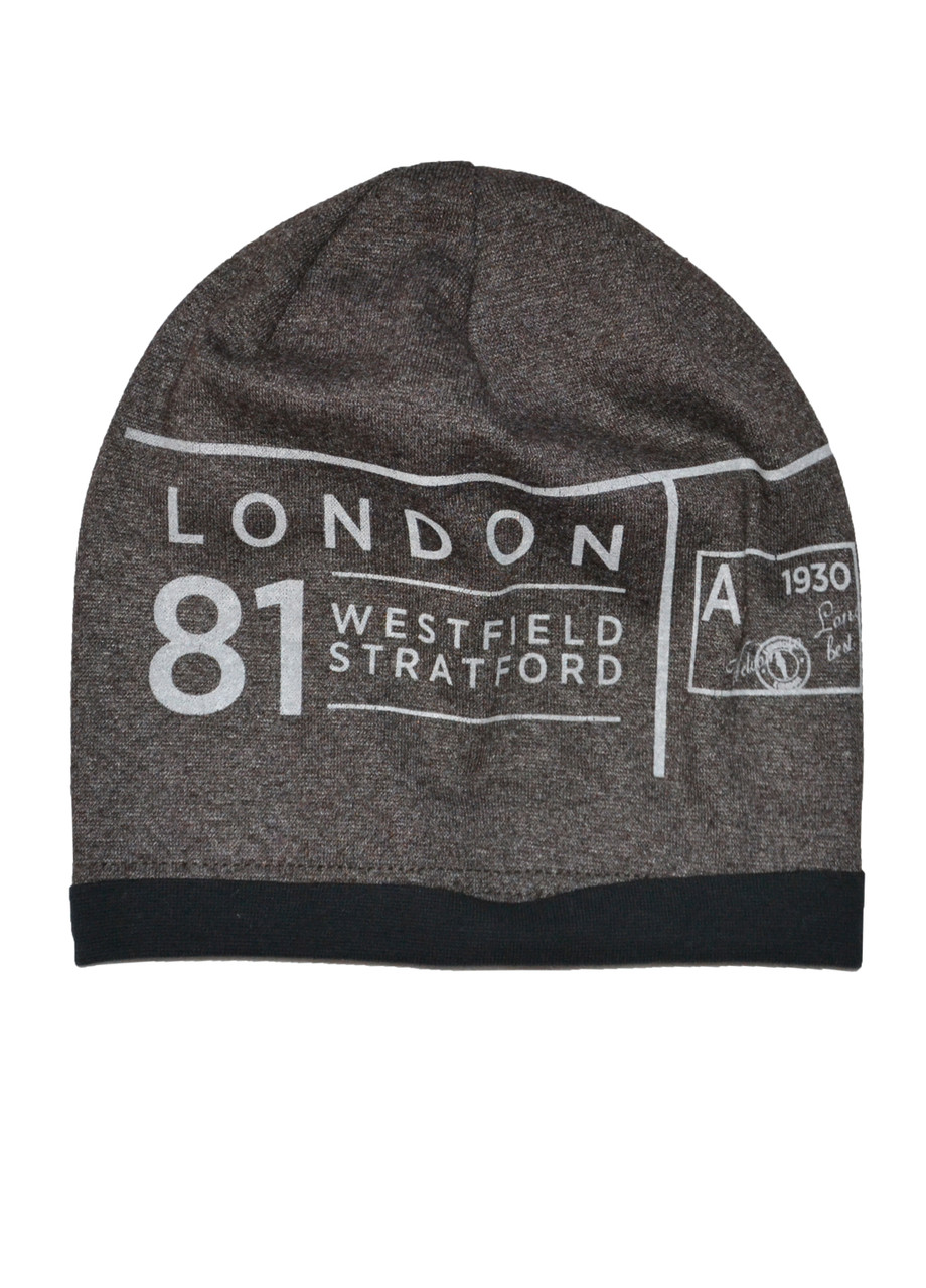Шапка для хлопчика від 1 до 4 років одинарна з текстовим принтом 48/50