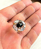 Каблучка срібна з золотими вставками онікс натуральний камінь, фото 3