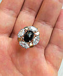 Каблучка срібна з золотими вставками онікс натуральний камінь, фото 2