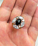 Каблучка срібна з золотими вставками онікс натуральний камінь, фото 4