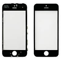 Стекло дисплея Apple iPhone 5S, iPhone SE черное с рамкой