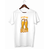 Футболка белая с оригинальным принтом "Beer It's my life. Пиво Это моя жизнь"  Push IT