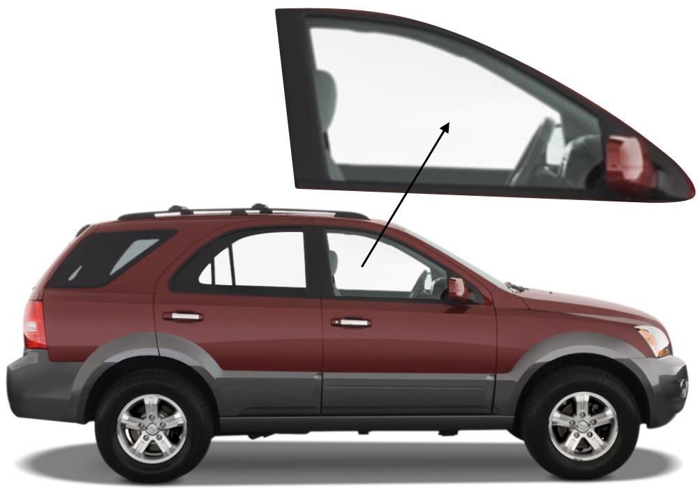 Бічне скло Kia Sorento 2002-2008 передніх дверей праве