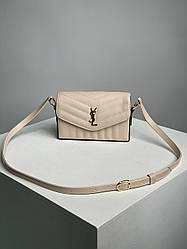 Жіноча сумка Ів Сен Лоран бежева Yves Saint Laurent Kate Box Beige/Gold