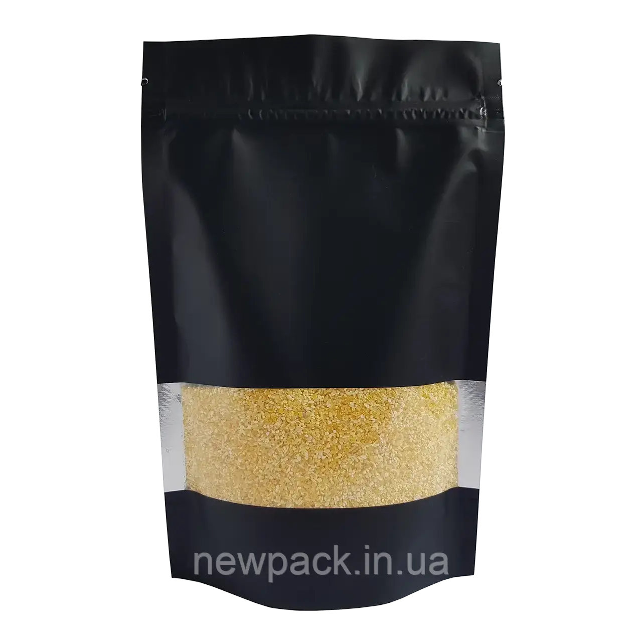 Пакет дой-пак чорний 180х280 вікно+метал з zip-lock