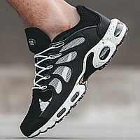 Кроссовки мужские и женские Nike air max TN+ Terrascape black white / Найк аир макс ТН+ плюс черные с белым