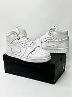 Кроссовки мужские Nike Air Jordan кожаные, найк аир джордан высокие белые, эир джордан, осенние найки джорданы