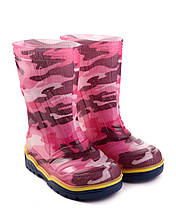 Гумові чоботи для дітей Дитячі високі, Гумові чоботи дітям для хлопчика дівчинки камуфляж рожевий