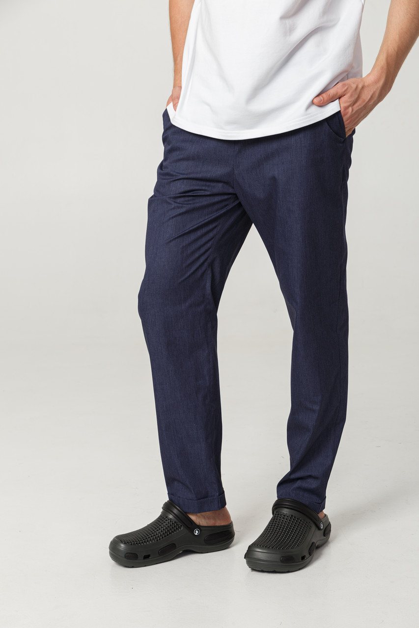 Базові кухарські штани чоловічі Денім для роботи з легкої змішаної бавовни — комфорт і практичність щодня, фото 1