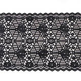 Стрейчеве (еластичне) мереживо чорного кольору шириною 22 см., фото 3