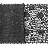 Стрейчеве (еластичне) мереживо чорного кольору шириною 22 см., фото 5