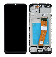 Дисплей Samsung A025F Black А02s 2021 (GH81-18456A) сервисный оригинал в сборе с рамкой (160,5 х 72 mm)