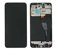 Дисплей Samsung A105 Black А10 2019 (GH82-19367A) сервисный оригинал в сборе с рамкой