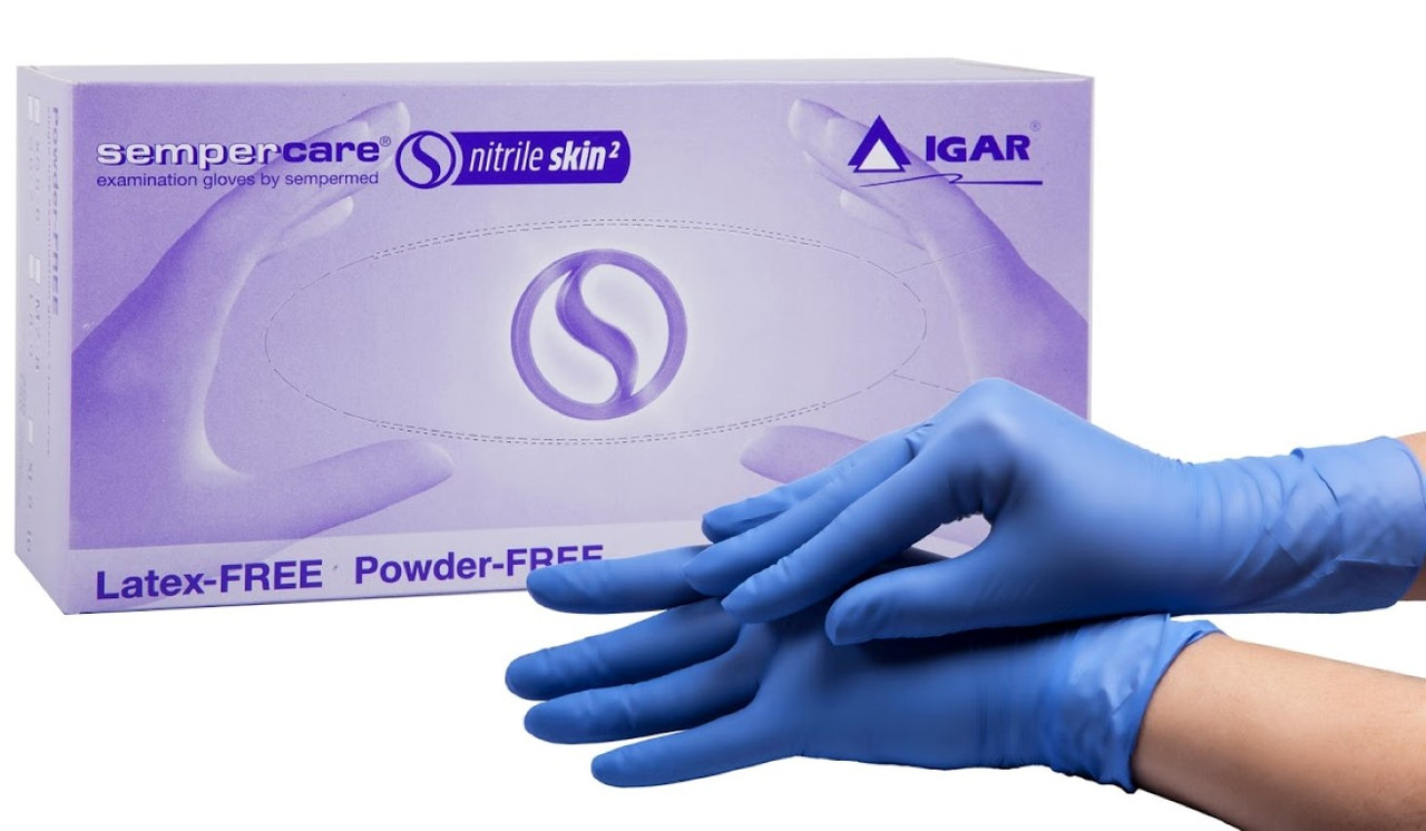 Рукавички медичні оглядові нітрилові Sempercare Nitrile Skin2 нестерильні неопудрені TM Igar, розмір XL