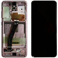 Дисплей Samsung G980 Cloud Pink S20 (GH82-22123С) сервисный оригинал в сборе с рамкой