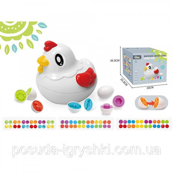 Гра M11D-E-F курочка, яйце-пазли 12шт., 3 види, в коробці, 18-15,5-16 см., фото 1