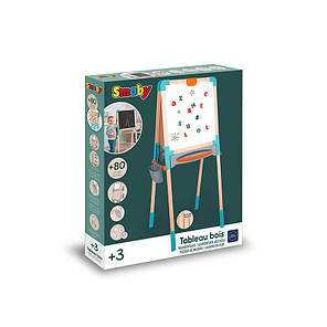 Двосторонній дерев'яний мольберт 'Веселе навчання', 80 аксес., 50 х 55 х 120 см, 3+, фото 1