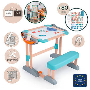 Парта-трансформер дерев'яна з мольбертом-дошкою 2 в 1, розкладна, 3+, фото 2