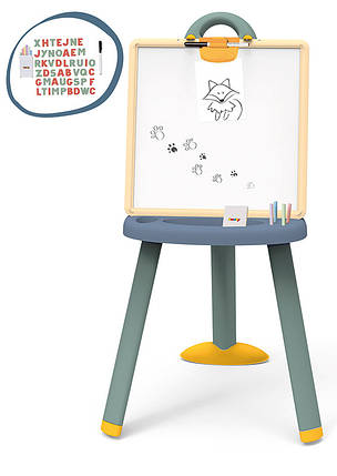 Мольберт зі з'ємною дошкою та 7 аксес., синьо-бежевий, 3+, фото 1