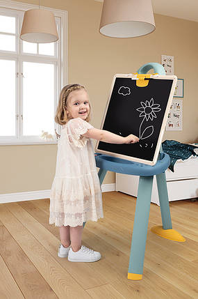 Мольберт зі з'ємною дошкою та 7 аксес., синьо-бежевий, 3+, фото 2