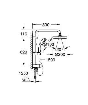 Душова система з перемикачем Grohe New Tempesta System (27389002), фото 3