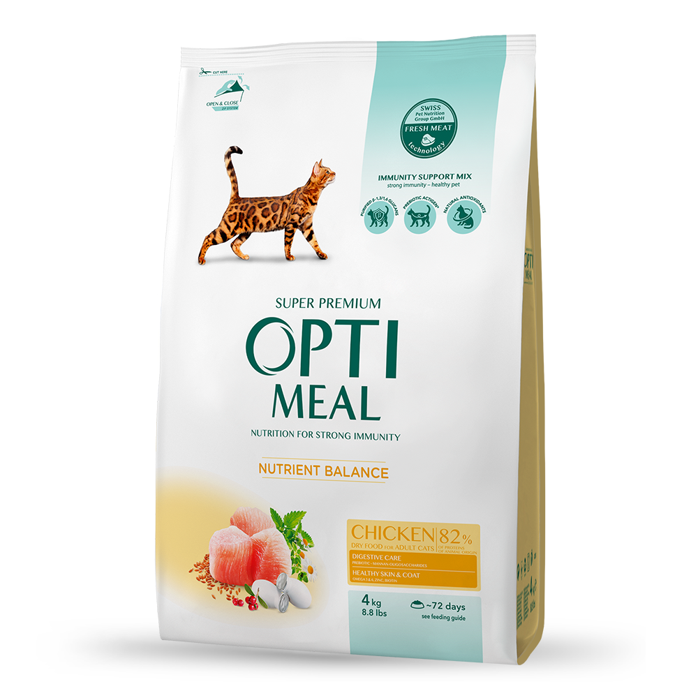 Optimeal Nutrient Balance сухий корм для дорослих котів, з куркою 4КГ