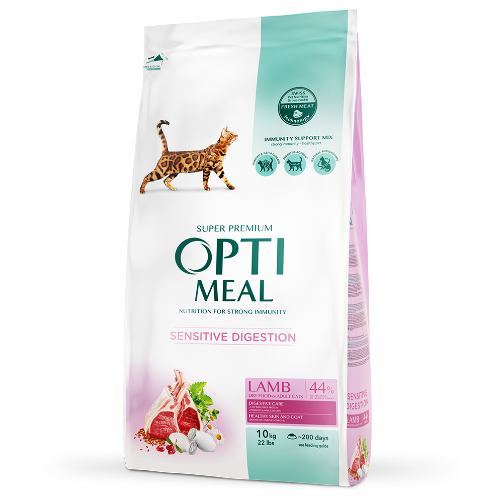 Optimeal (Оптимил) сухий корм для кішок з чутливим травленням зі смаком ягняти 10 кг