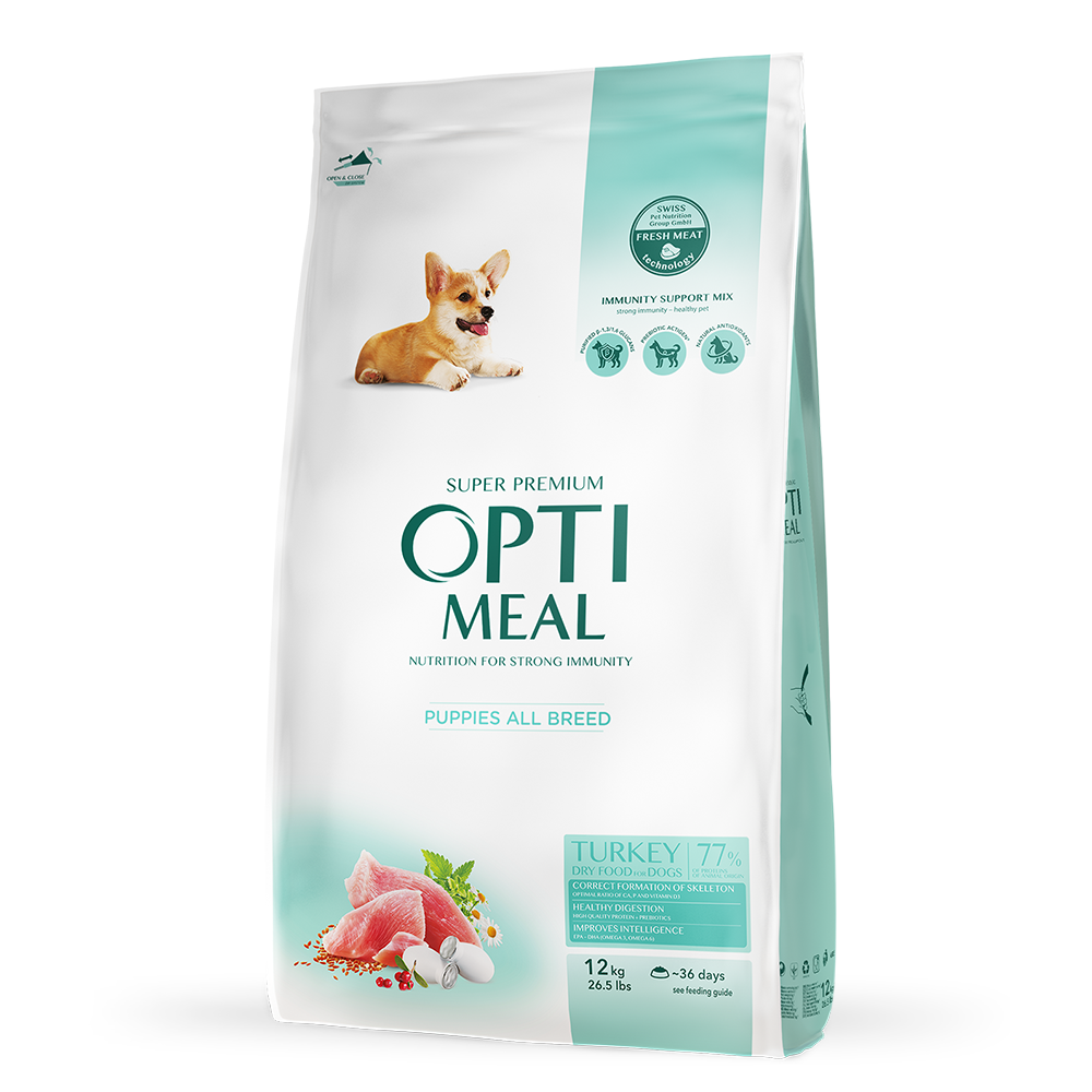 Optimeal (Оптимил) сухий корм для цуценят всіх порід з індичкою 12КГ