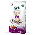 OPTIMEAL Privilege Гіпоалергенний повнораціонний сухий корм для дорослих собак малих порід з ягня та рисом 1.5 КГ