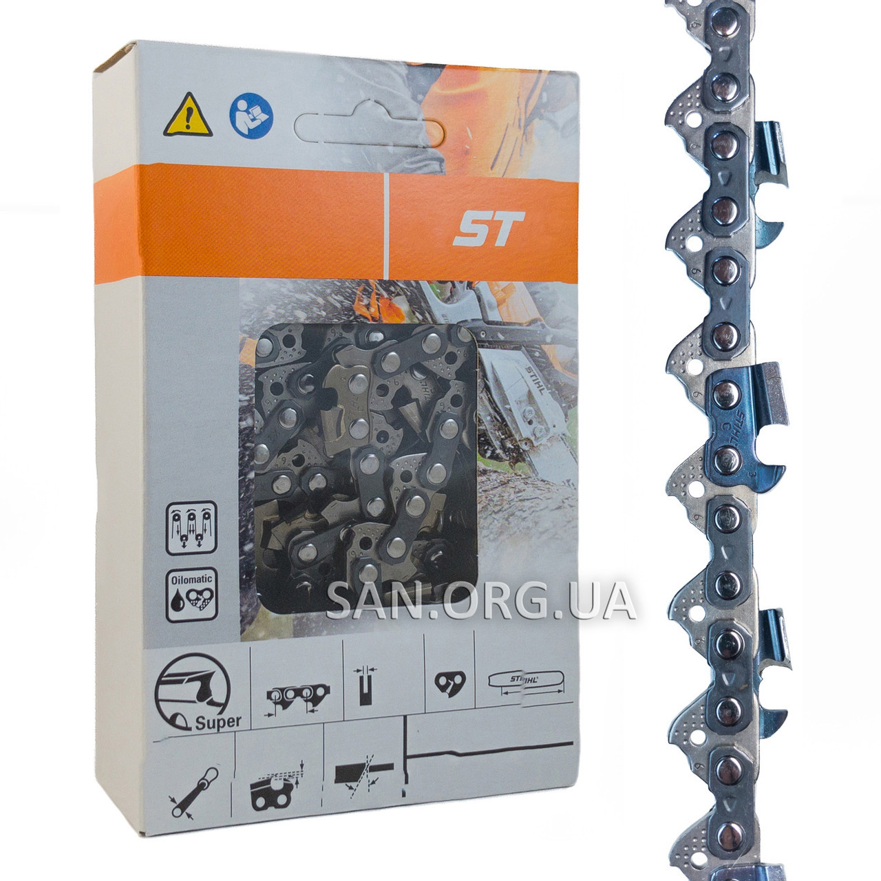 Ланцюг 66 ланок (33 зуби) крок 3/8 1,6 мм ST для S 361 Супер зуб, фото 1