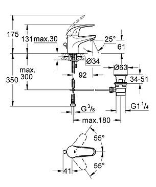 Змішувач для раковини S-розміру Grohe Euroeco New (23262000), фото 3