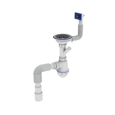 Сифон для кухні ZERIX SK-02-B 3 1/2"x40 з різзю. випуском і відводом для пральної машини (ZX4953), фото 1