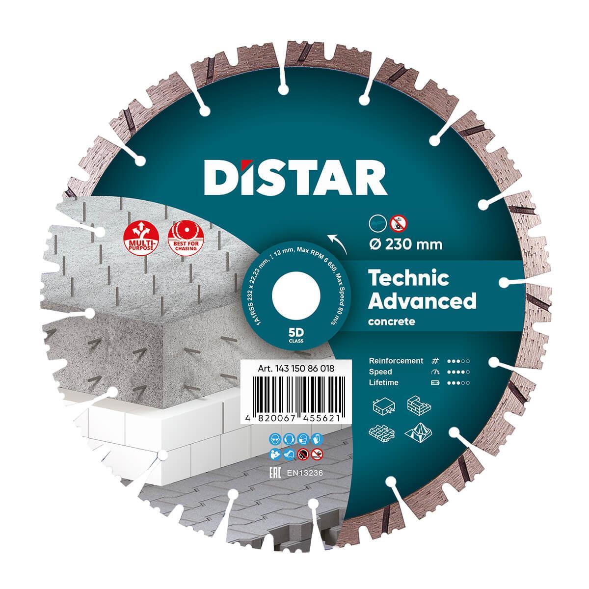 Круг Алмазний відрізний 230мм Distar по Граніту, Бетону, Армобетону 1A1RSS 232 TECHNIC ADVANCED