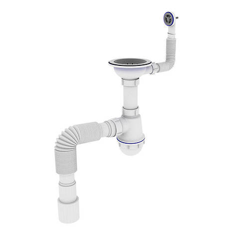 Сифон для кухні ZERIX SK-02-C 3 1/2"x40 з нарізним випуском і круглим переливом (ZX4954), фото 1