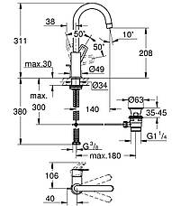 Змішувач для раковини L-розміру Grohe BauLoop New (23763001), фото 4
