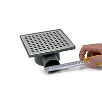 Зливний квадратний трап ECO DRAIN 15x15 см, горизонтальний, з сухим затвором, грати квадратні Sanpreis, фото 3