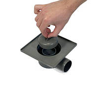 Зливний квадратний трап ECO DRAIN 15x15 см, горизонтальний, з сухим затвором, грати квадратні Sanpreis, фото 6