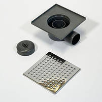 Зливний квадратний трап ECO DRAIN 15x15 см, горизонтальний, з сухим затвором, грати квадратні Sanpreis, фото 5