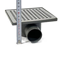 Зливний квадратний трап ECO DRAIN 15x15 см, горизонтальний, з сухим затвором, грати квадратні Sanpreis, фото 9