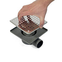 Зливний квадратний трап ECO DRAIN 15x15 см, горизонтальний, з сухим затвором, грати квадратні Sanpreis, фото 8